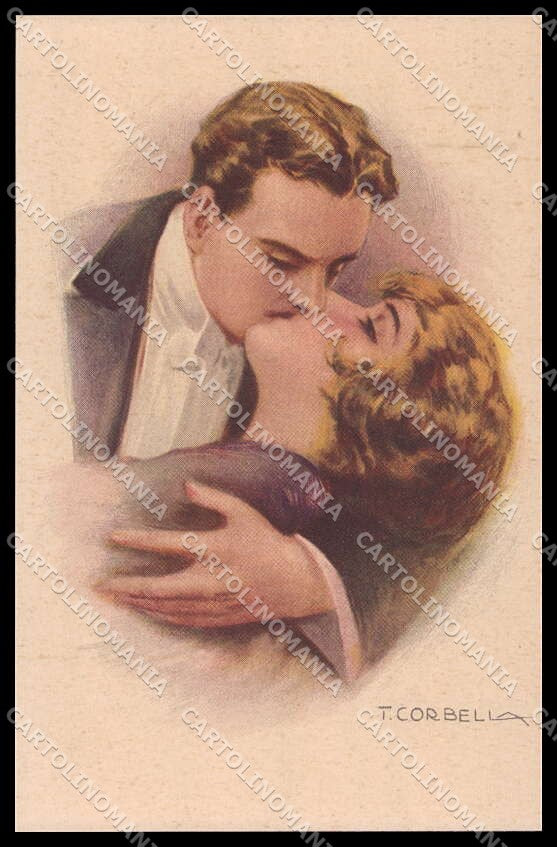 Artist Signed T. Corbella Romantic Couple Art Deco serie 162-3 pc ZG3269 – fronte