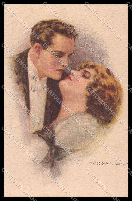 Artist Signed T. Corbella Romantic Couple Art Deco serie 162-2 pc ZG3271 – fronte