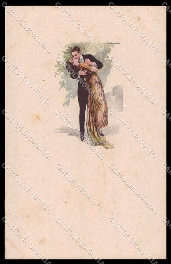 Artist Signed T. Corbella Romantic Couple Art Deco serie 225M-2 pc ZG3300 – fronte