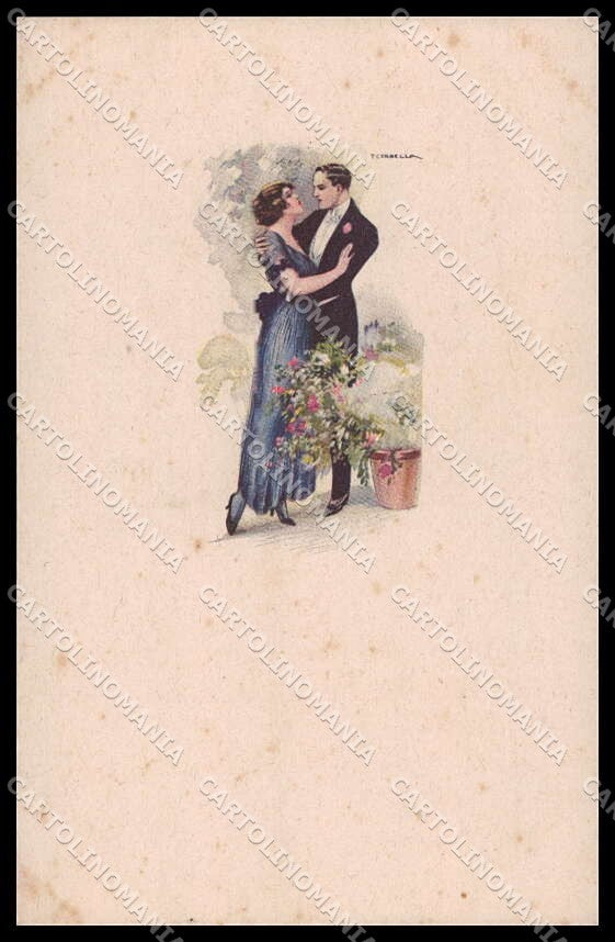 Artist Signed T. Corbella Romantic Couple Art Deco serie 225M-3 pc ZG3301 – fronte