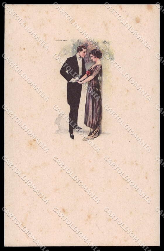 Artist Signed T. Corbella Romantic Couple Art Deco serie 225M-4 pc ZG3302 – fronte