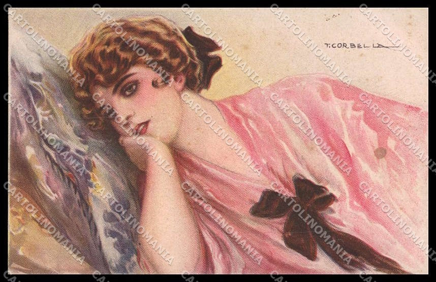 Artist Signed T. Corbella Glamour Fashion Lady serie 250-2 pc ZG3305 – fronte