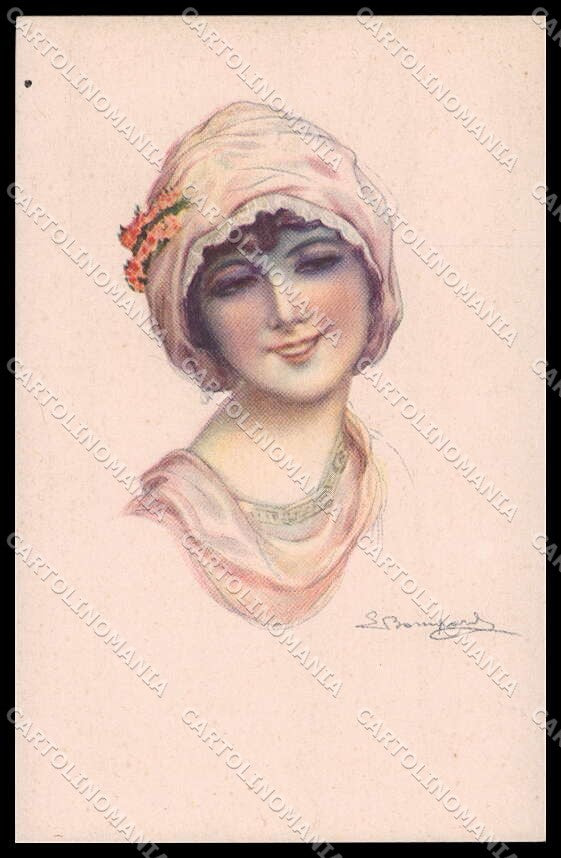 Artist Signed L. Bompard Glamour Fashion Lady Art Deco serie 914-2 pc ZG3418 – fronte
