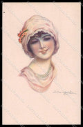 Artist Signed L. Bompard Glamour Fashion Lady Art Deco serie 914-2 pc ZG3418 – fronte