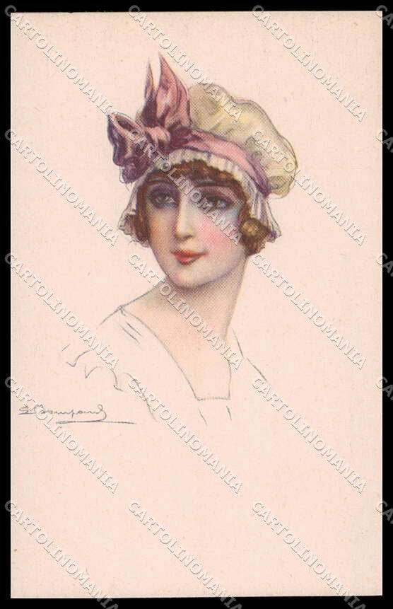 Artist Signed L. Bompard Glamour Fashion Lady Art Deco serie 914-5 pc ZG3421 – fronte
