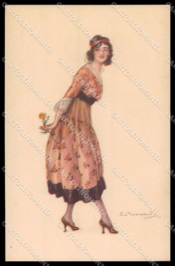 Artist Signed L. Bompard Glamour Fashion Lady Art Deco serie 928-3 pc ZG3424 – fronte