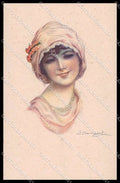 Artist Signed L. Bompard Glamour Fashion Lady Art Deco serie 914-2 pc ZG3445 – fronte