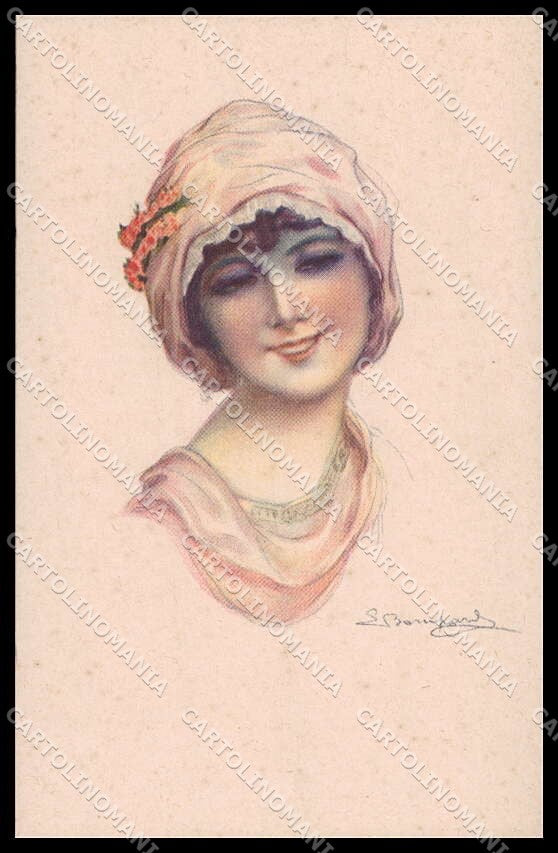Artist Signed L. Bompard Glamour Fashion Lady Art Deco serie 914-2 pc ZG3445 – fronte