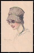 Artist Signed L. Bompard Glamour Fashion Lady Art Deco serie 914-6 pc ZG3448 – fronte