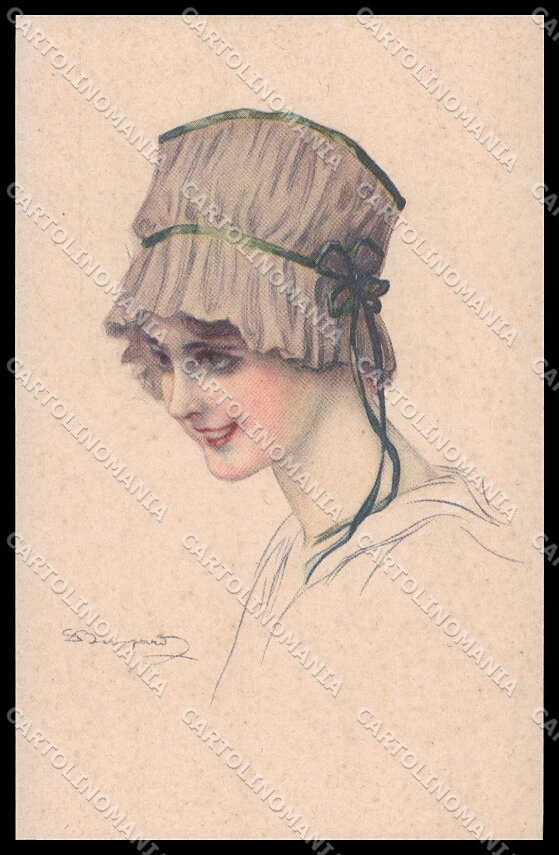 Artist Signed L. Bompard Glamour Fashion Lady Art Deco serie 914-6 pc ZG3448 – fronte