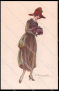 Artist Signed L. Bompard Glamour Fashion Lady Art Deco serie 915-1 pc ZG3459 – fronte