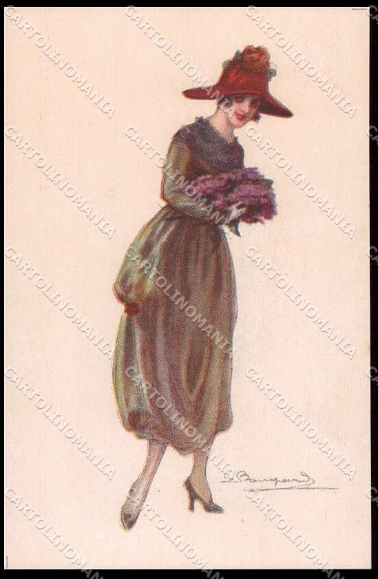 Artist Signed L. Bompard Glamour Fashion Lady Art Deco serie 915-1 pc ZG3459 – fronte