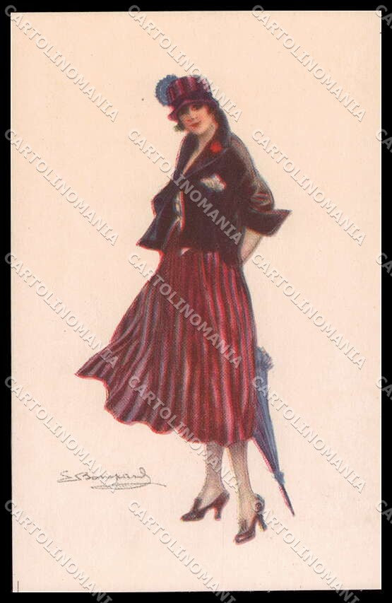 Artist Signed L. Bompard Glamour Fashion Lady Art Deco serie 915-2 pc ZG3460 – fronte
