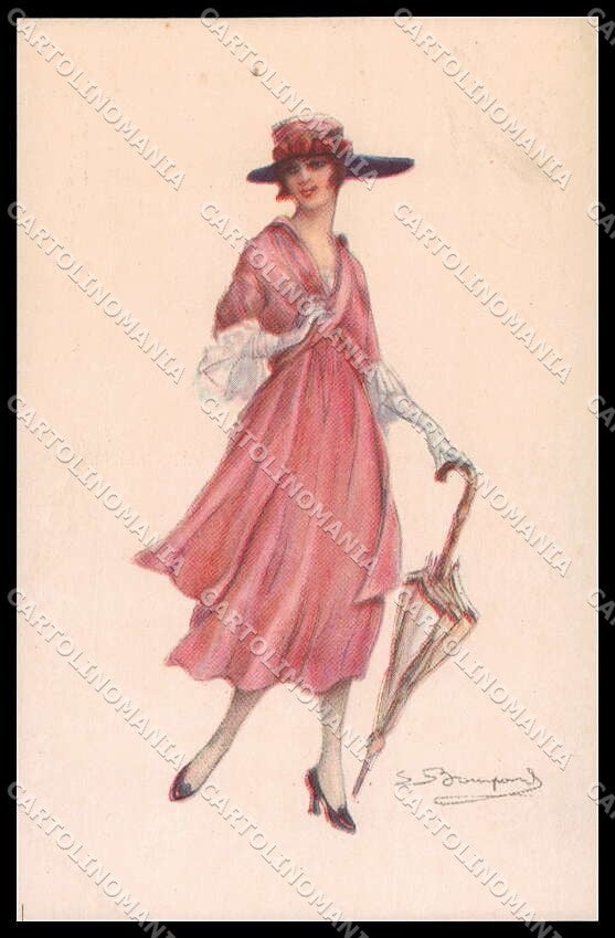 Artist Signed L. Bompard Glamour Fashion Lady Art Deco serie 915-3 pc ZG3461 – fronte