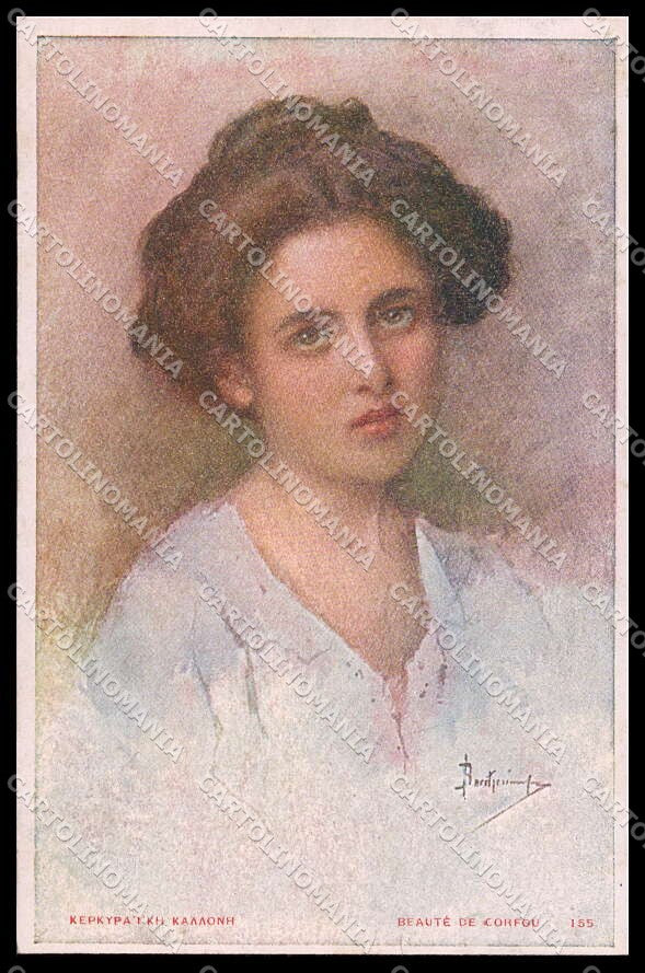 Artist Signed Banthriampe Lady Beaute de Corfou Greece serie 155 pc ZG3483 – fronte