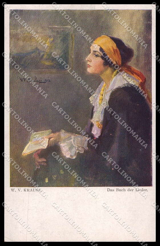 Artist Signed W. V. Krausz Lady Das Buch der Lieder serie 414 pc ZG3502 – fronte