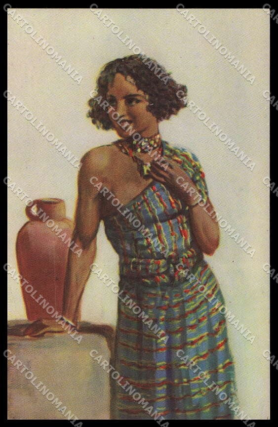 Artist Signed Somali Girl Africa Ethnic Propaganda Italiana Colonie pc ZG3538 – fronte