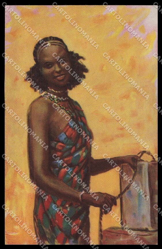 Artist Signed Somali Girl Africa Ethnic Propaganda Italiana Colonie pc ZG3539 – fronte
