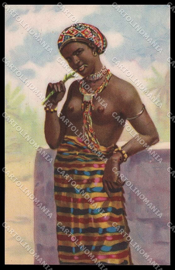 Artist Signed Somali Girl Africa Ethnic Propaganda Italiana Colonie pc ZG3540 – fronte