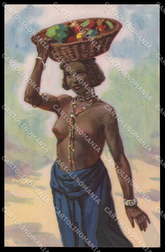 Artist Signed Somali Girl Africa Ethnic Propaganda Italiana Colonie pc ZG3541 – fronte