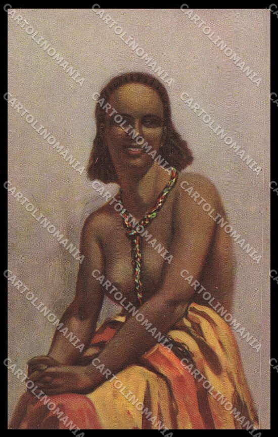 Artist Signed Somali Girl Africa Ethnic Propaganda Italiana Colonie pc ZG3543 – fronte