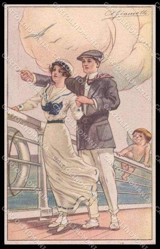 Artist Signed A. Giannetti Romantic Couple Art Deco serie 295-1 pc ZG3544 – fronte