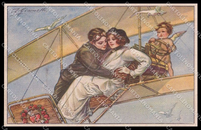 Artist Signed A. Giannetti Romantic Couple Art Deco serie 295-4 pc ZG3547 – fronte