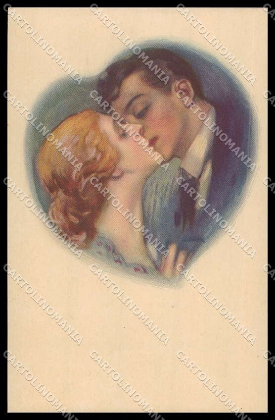 Artist Signed L. Metlicovitz Romantic Couple Art Deco serie 103-2 pc ZG3550 – fronte