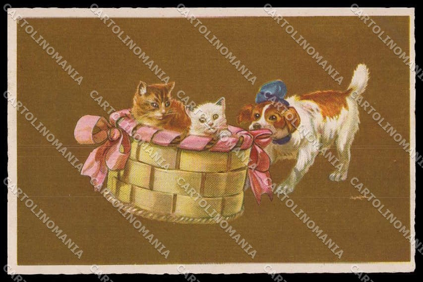 Artist Signed L. Metlicovitz Cat Dog Gatto Degami serie 779 pc ZG3564 – fronte