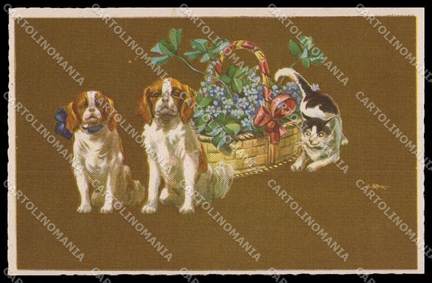 Artist Signed L. Metlicovitz Cat Dog Gatto Degami serie 779 pc ZG3567 – fronte