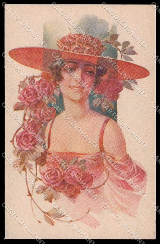 Artist Signed G. Marchisio Fashion Lady Art Deco Flowers serie 91-3 pc ZG3577 – fronte