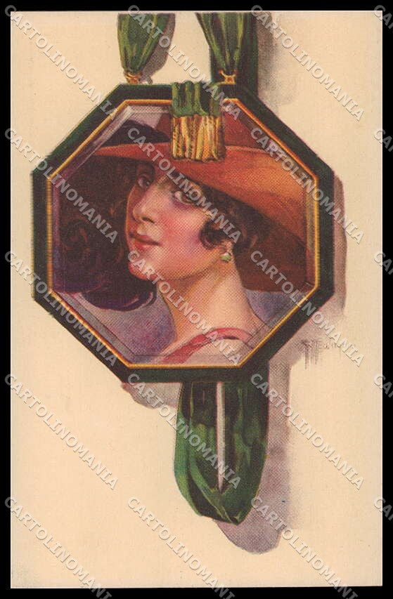 Artist Signed G. Marchisio Fashion Lady Art Deco Frame serie 77-2 pc ZG3580 – fronte