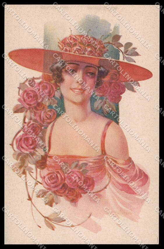 Artist Signed G. Marchisio Fashion Lady Art Deco Flowers serie 91-3 pc ZG3587 – fronte
