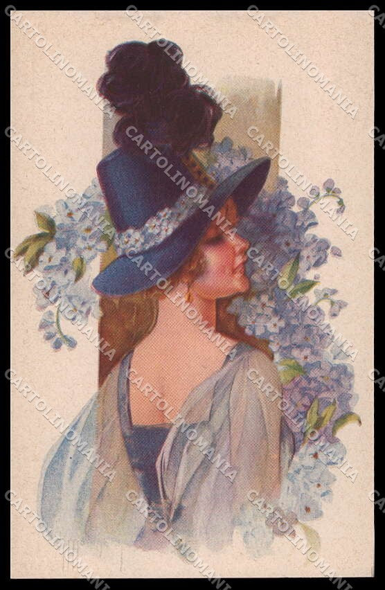Artist Signed G. Marchisio Fashion Lady Art Deco Flowers serie 91-5 pc ZG3588 – fronte