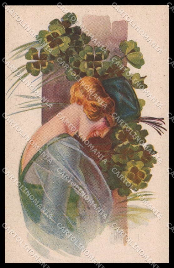 Artist Signed G. Marchisio Fashion Lady Art Deco Flowers serie 91-2 pc ZG3590 – fronte