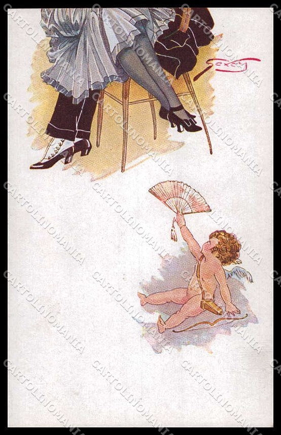 Artist Signed Gexey Romantic Couple Cupid Eros Tights serie 141-1 pc ZG3594 – fronte