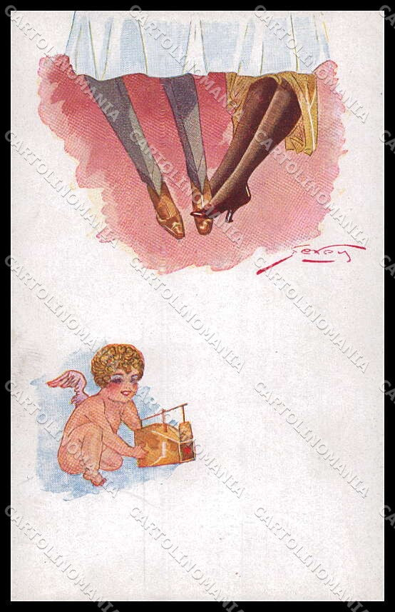 Artist Signed Gexey Romantic Couple Cupid Eros Tights serie 141-3 pc ZG3596 – fronte