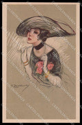 Artist Signed A. Zandrino Fashion Lady Art Deco Donnina serie 94-5 pc ZG3598 – fronte