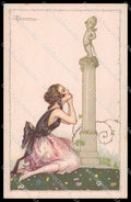 Artist Signed A. Busi Fashion Lady Cupid Donnina serie 535-5 pc ZG3663 – fronte