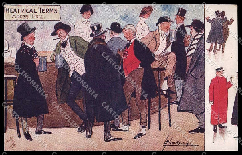 Artist Signed L. Thackeray Lady Men Theatrical Terms Tuck serie 9087 pc ZG3667 – fronte
