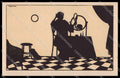 Artist Signed Scattina Silhouette Lady Mirror Art Deco pc ZG3703 – fronte