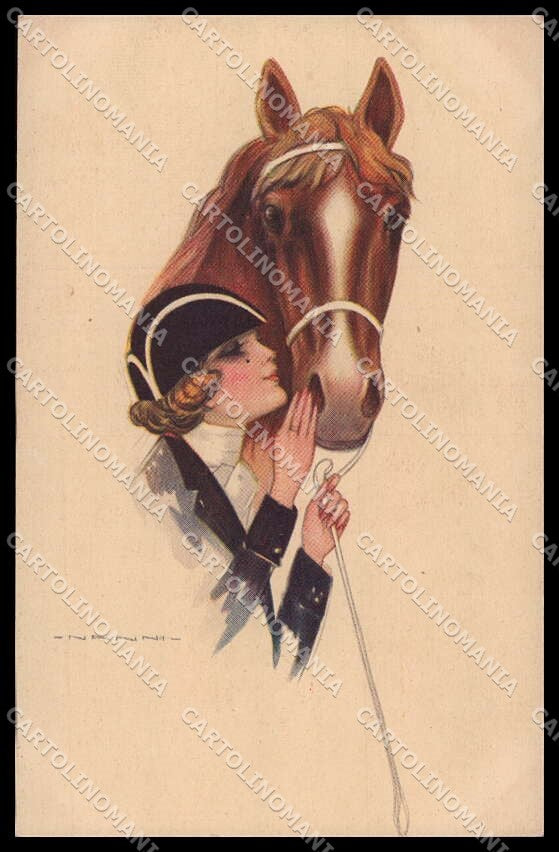 Artist Signed Nanni Glamour Fashion Lady Horse serie 307-6 pc ZG3708 – fronte