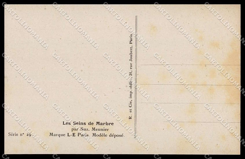 Artist Signed S. Meunier Risque Nude Lady les seins de Marbre serie 29 pc ZG3727 – retro