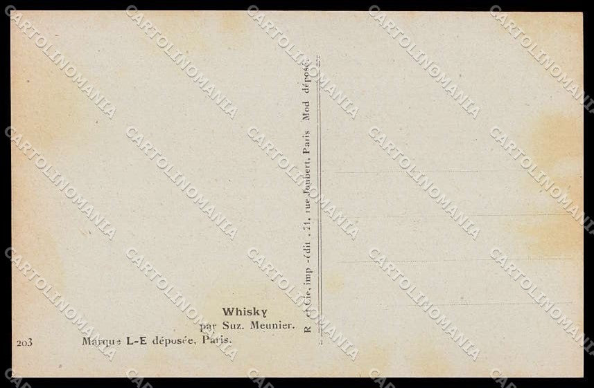 Artist Signed S. Meunier Glamour Fashion Lady Whisky serie 203 pc ZG3732 – retro