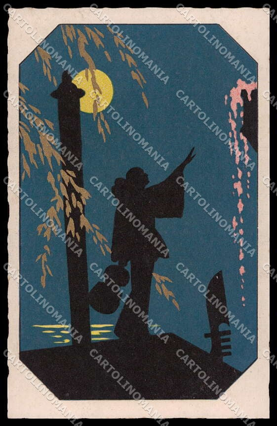 Artist Signed Meschini Silhouette Pierrot Venezia Moon Serie 2235 pc ZG3745 – fronte