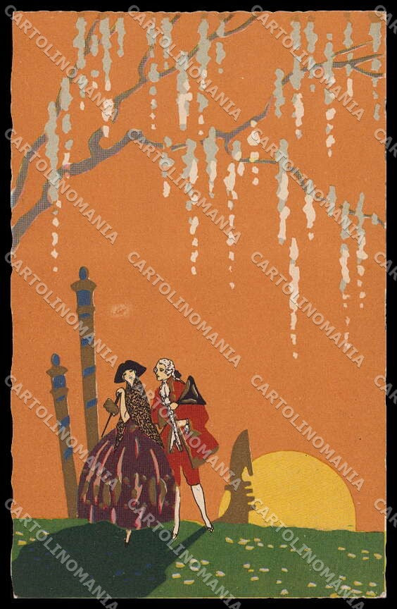 Artist Signed Meschini Fashion Lady Venezia Art Deco serie 2211 pc ZG3748 – fronte