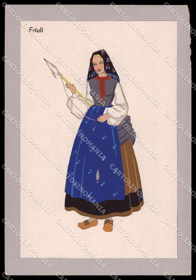 Artist Signed Meschini Donnina Costumi Friuli seie 409-6 FG pc ZG3757 – fronte