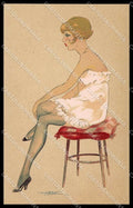 Artist Signed Calderara Risque Lady Tights Donnina serie 3241-9 pc ZG3793 – fronte