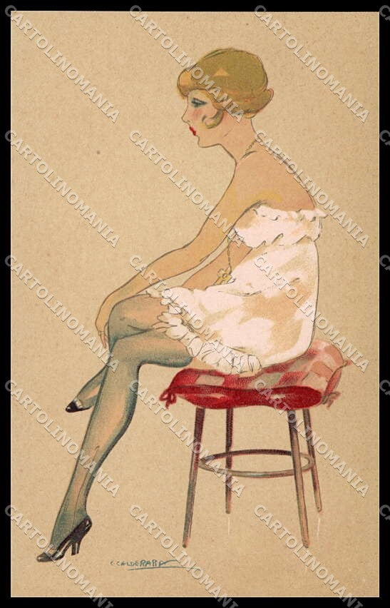 Artist Signed Calderara Risque Lady Tights Donnina serie 3241-9 pc ZG3793 – fronte