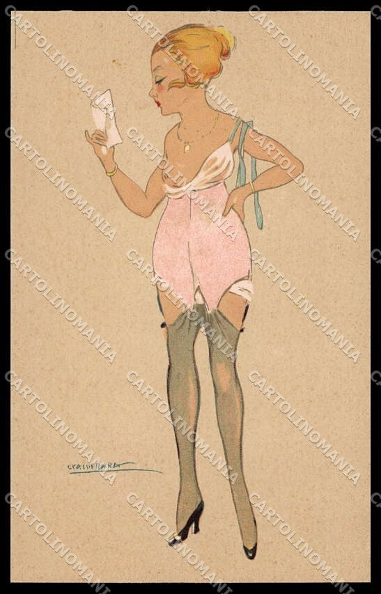 Artist Signed Calderara Risque Lady Tights Donnina serie 3241-12 pc ZG3796 – fronte